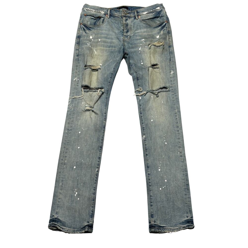 Purple Brand P001 Slim Fit Paint Splatter Distressed Jeans Men's 36x34